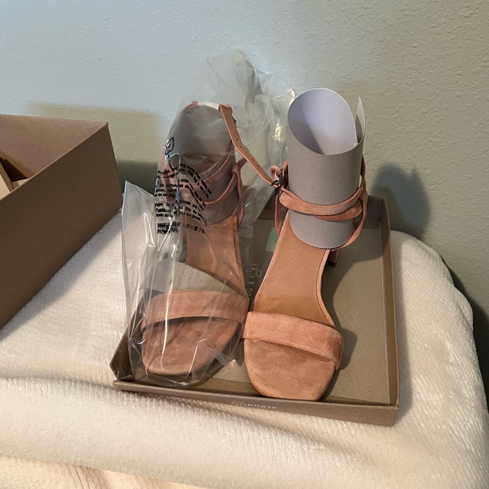 Madewell Ankle Strap Heeled Sandals in Suede